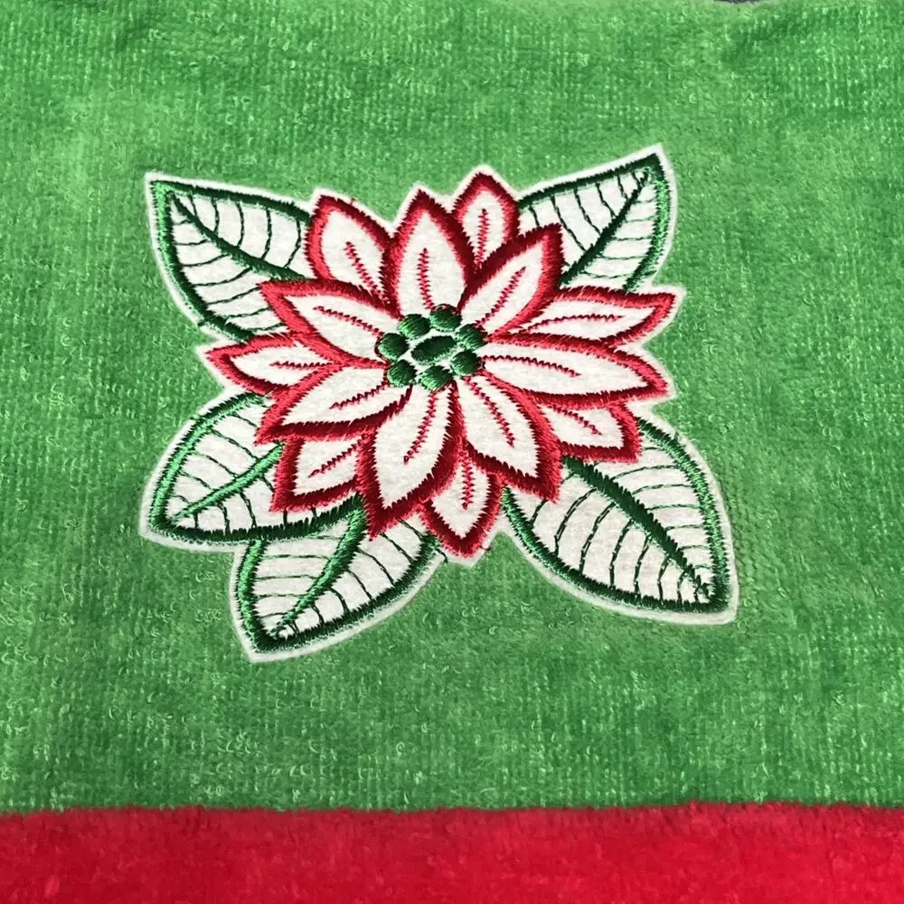 Vtg Christmas Hand Towels Embroidered Santa, Bells, Golden Crown & Cannon USA